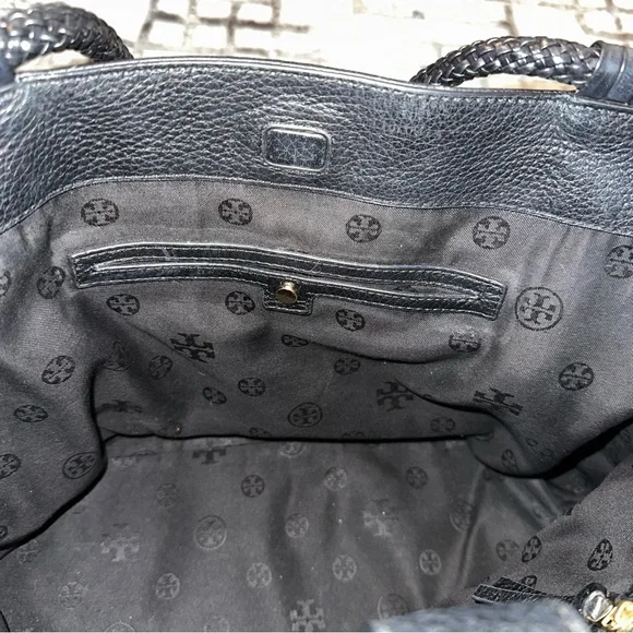 Tory Burch Large Taylor Black Pebbled Leather Tote Shoulder Bag - Picture 9 of 16
